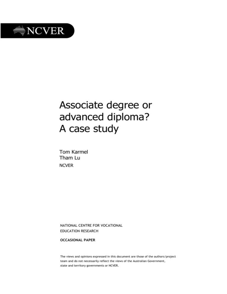 Associate Degree Or Advanced Diploma A Case Study