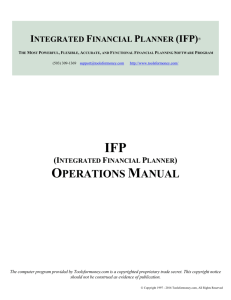 Integrated Financial Plan Software User`s Manual.