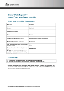 Energy White Paper 2014 – Issues Paper submission template