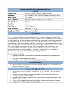 Research Assistant – Bioinformatics Specialist AMURE Position Title