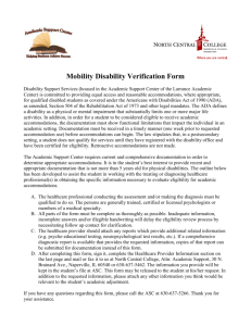 Mobility Disability Verification Form