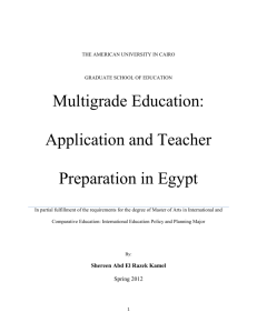 Multigrade Education: Application and Teacher Preparation in Egypt