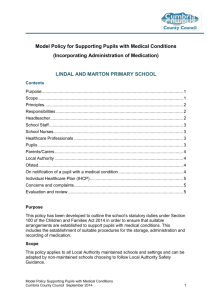 Model Policy for Supporting Children with Medical Conditions