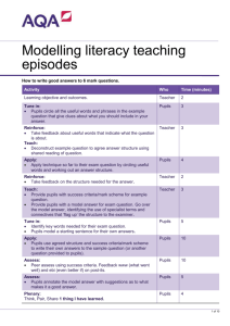 Modelling literacy teaching episodes