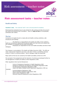 Risk assessment tasks – teacher notes - ABPI
