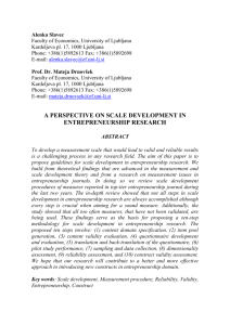 A perspective on scale development in entrepreneurship research