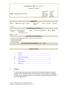 Nursing Admission History Policy - Vanderbilt University Medical