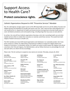 Protect conscience rights. Catholic Organizations Respond to HHS