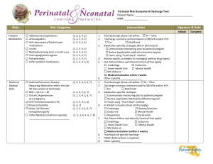 Perinatal Risk Assessment Discharge Tool Patient Name: MR