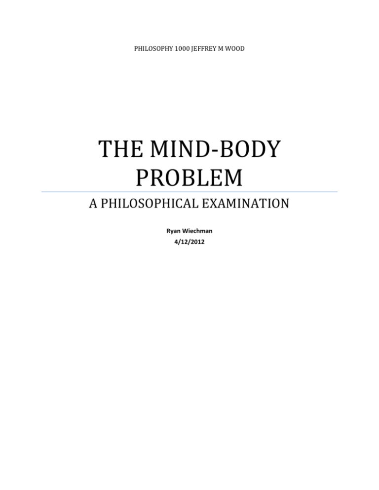 essay on the mind body problem