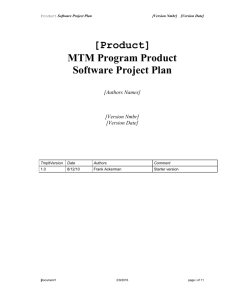 MTM Program Project Software Project Plan