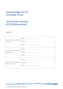 School Strategic Plan for The Woden School 2013-2016