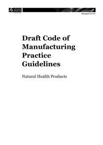 Draft Code of Manufacturing Practice Guidelines: Natural Health