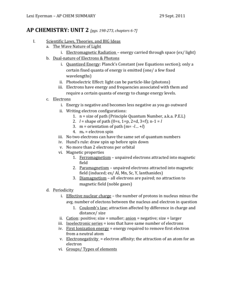 Ap Chemistry Unit 2 Course