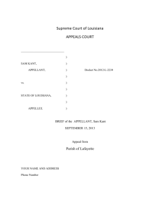 Supreme Court of Louisiana APPEALS COURT ) SAM KANT