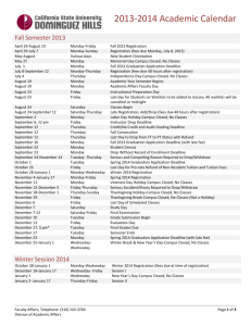 2013-2014 Academic Calendar Fall Semester 2013 April 29
