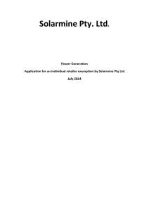Solarmine application for an individual exemption