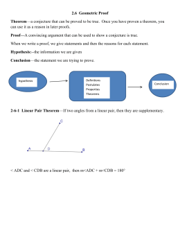 2-6 Geometric Proof Homework In a two column proof, you list the