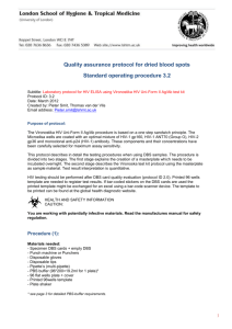 Quality assurance protocol for dried blood spots