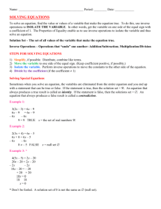 Pre Algebra - Notes - Solving Special Equations
