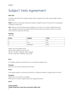Handout Subject Verb Agreement Basic Rule The basic rule states