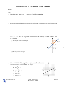 Unit 5B PRACTICE TEST Linear Equations (Word)
