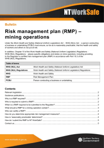 Risk management plan (RMP) - mining operations
