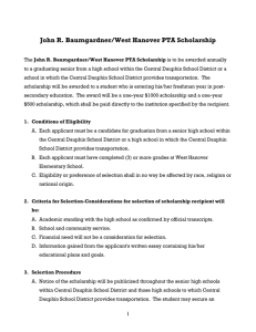 West Hanover Elementary School PTA Scholarship