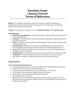 Mandate: The mandate of the Sunshine Coast Literacy Council is to