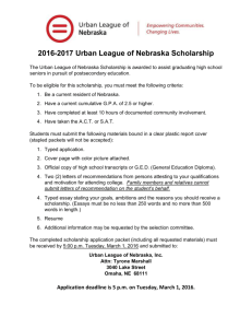 2016-2017 Urban League of Nebraska Scholarship