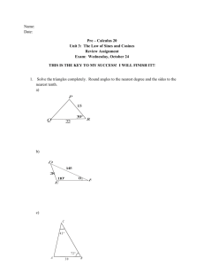 Unit 3 Review Law of Sines and Cosines