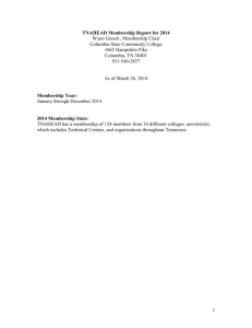 TNAHEAD Membership Report for 2014 Wynn Gooch , Membership