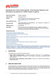 First Peoples Selection and Admissions Guidelines for Griffith Health