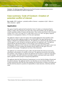 Case summary: Code of Conduct*Creation of potential conflict of