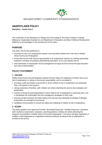 Anaphylaxis Policy