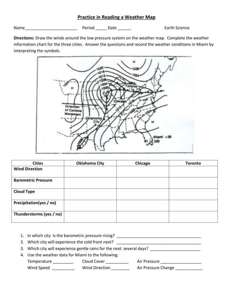 How Do You Read A Weather Map Weather Science Printable 6th 12th