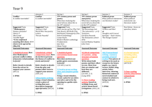 Years 7, 8 and 9 English Plan