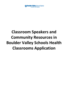 Classroom Speakers and Community Resources in Boulder Valley