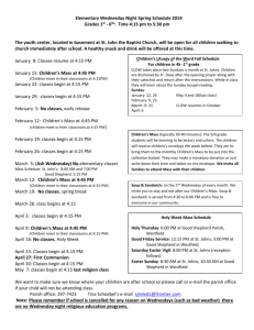 Elementary Wednesday Night Spring Schedule