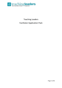 Teaching Leaders Facilitator Application Pack Contents Page
