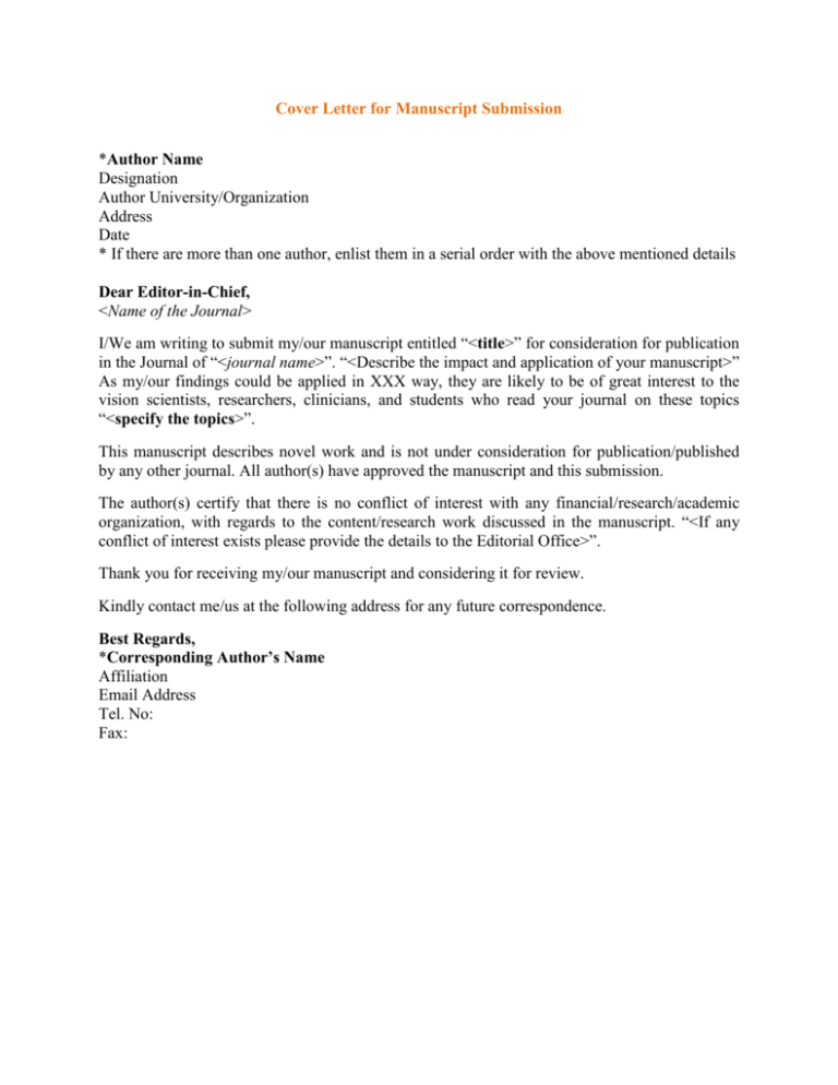 cover letter for manuscript publication