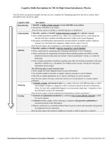 Cognitive Skills Descriptions for MCAS High School Introductory