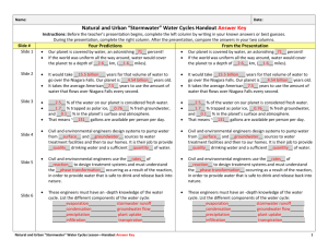 "Stormwater" Water Cycle Handout Answer Key