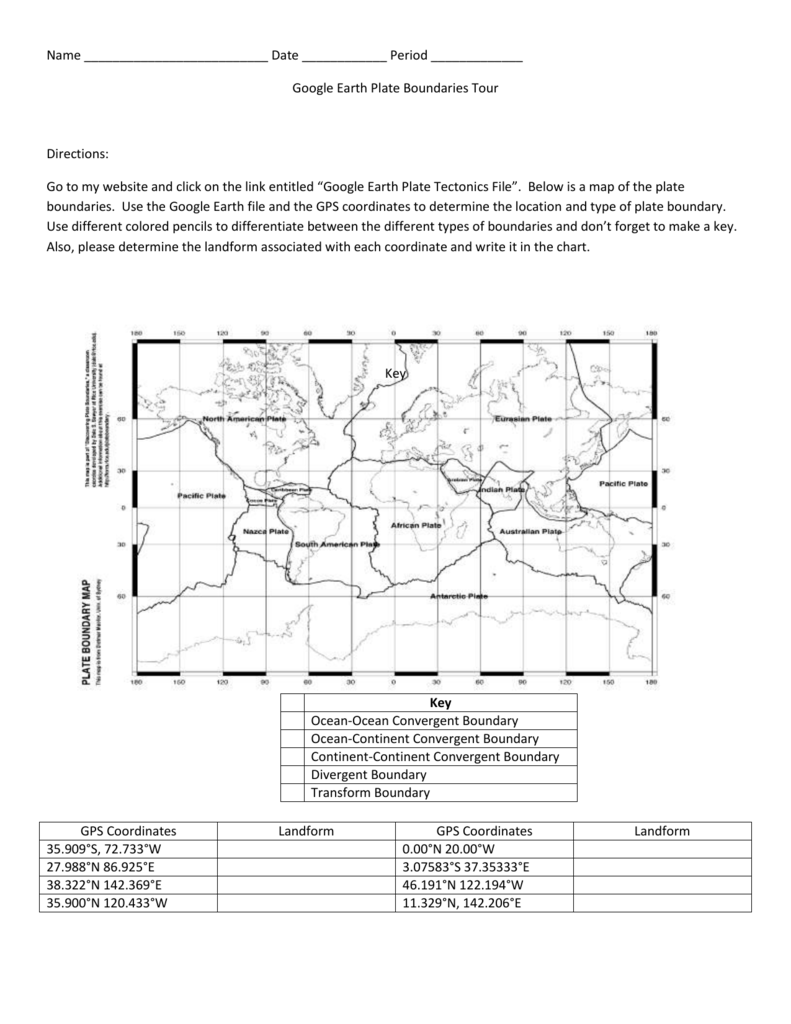 Plate Boundary Worksheet Answers The Theory Of Plate Tectonics 