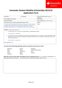 Santander Student Mobility Scholarships 2015/16 Application Form