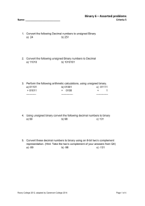 Binary worksheet 6 – Assorted problems