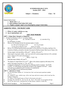 SUMMER HOLIDAY HW Session 2015 – 2016 Subject : Chemistry