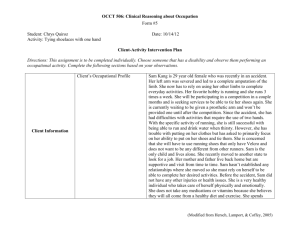 OCCT 506: Clinical Reasoning about Occupation