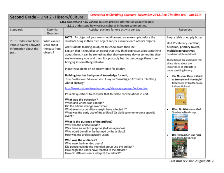 4th Grade History Standards Arizona