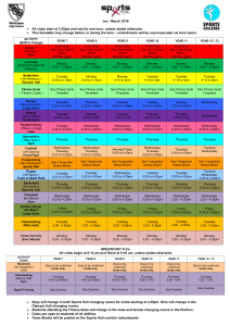 Sports X-tra Timetable Jan to March 2016